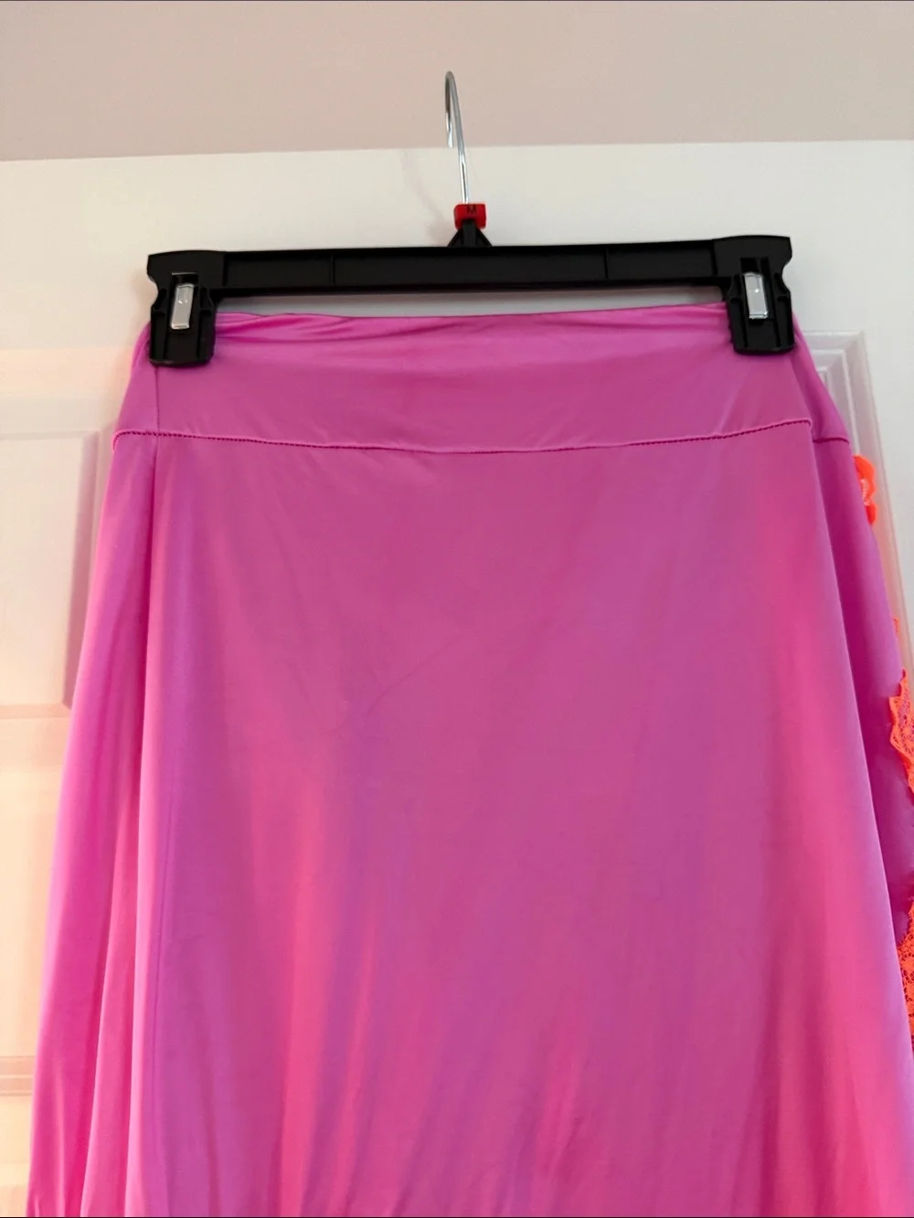 SKIMS Pink Swim Sarong with Orange Lace Trim